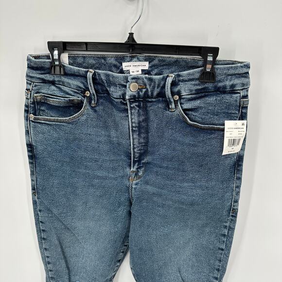 GOOD AMERICAN NWT Good Waist Crop Denim Jean in Blue799 // 14 - Picture 7 of 15